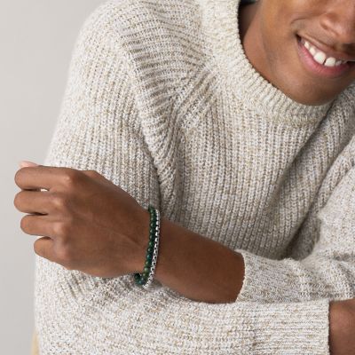 Stainless Steel and Green Agate Bracelet Gift Set