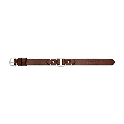 Machine Rugged Stainless Steel and Brown Leather Strap Bracelet
