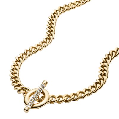 Carlie T-Bar Pavé Gold-Tone Stainless Steel Toggle Necklace