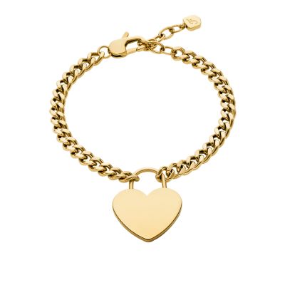 Sutton Gold-Tone Stainless Steel Heart Bracelet - JF04959710 - Fossil