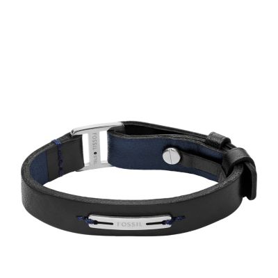 Machine Rugged Midnight Blue and Black Leather Strap Bracelet