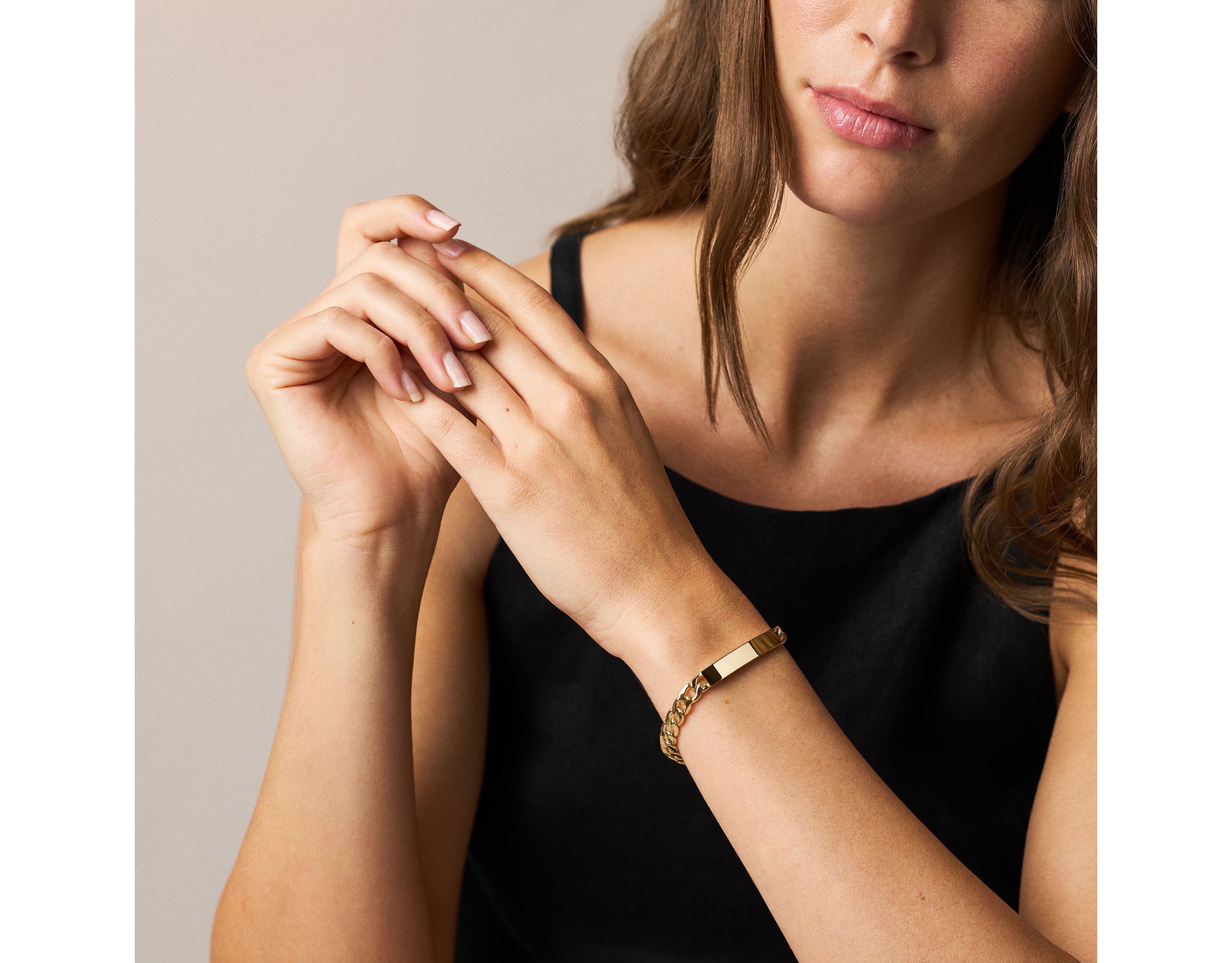 Ellis Gold-Tone Stainless Steel ID Bracelet