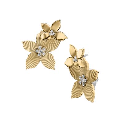 Sutton The Flower Collection Gold-Tone Stainless Steel Climber Earrings