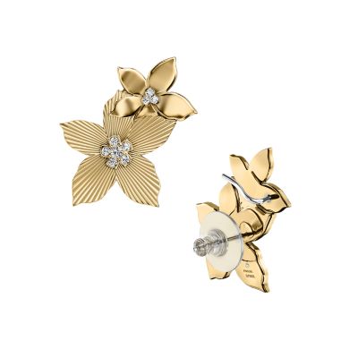 Sutton The Flower Collection Gold-Tone Stainless Steel Climber Earrings