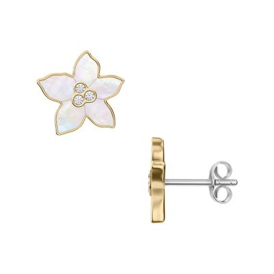 専用です☆お花とマザーオブパールとガラスストーンのピアス Sutton Flower コレクション マザーオブパール スタッドピアス