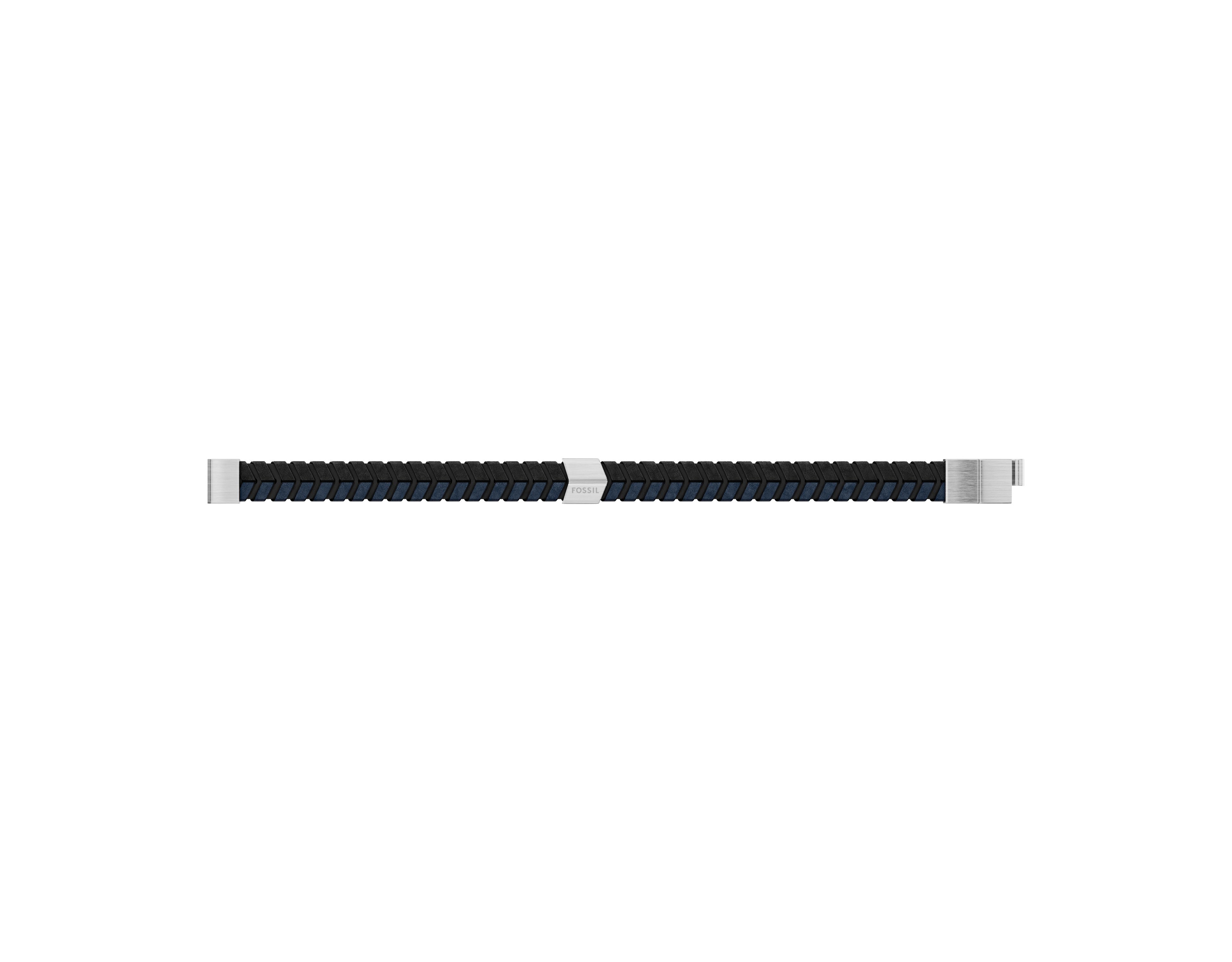 Woven Blue and Black Leather Bracelet