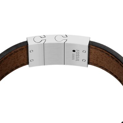 Topstitch Brown Leather ID Bracelet
