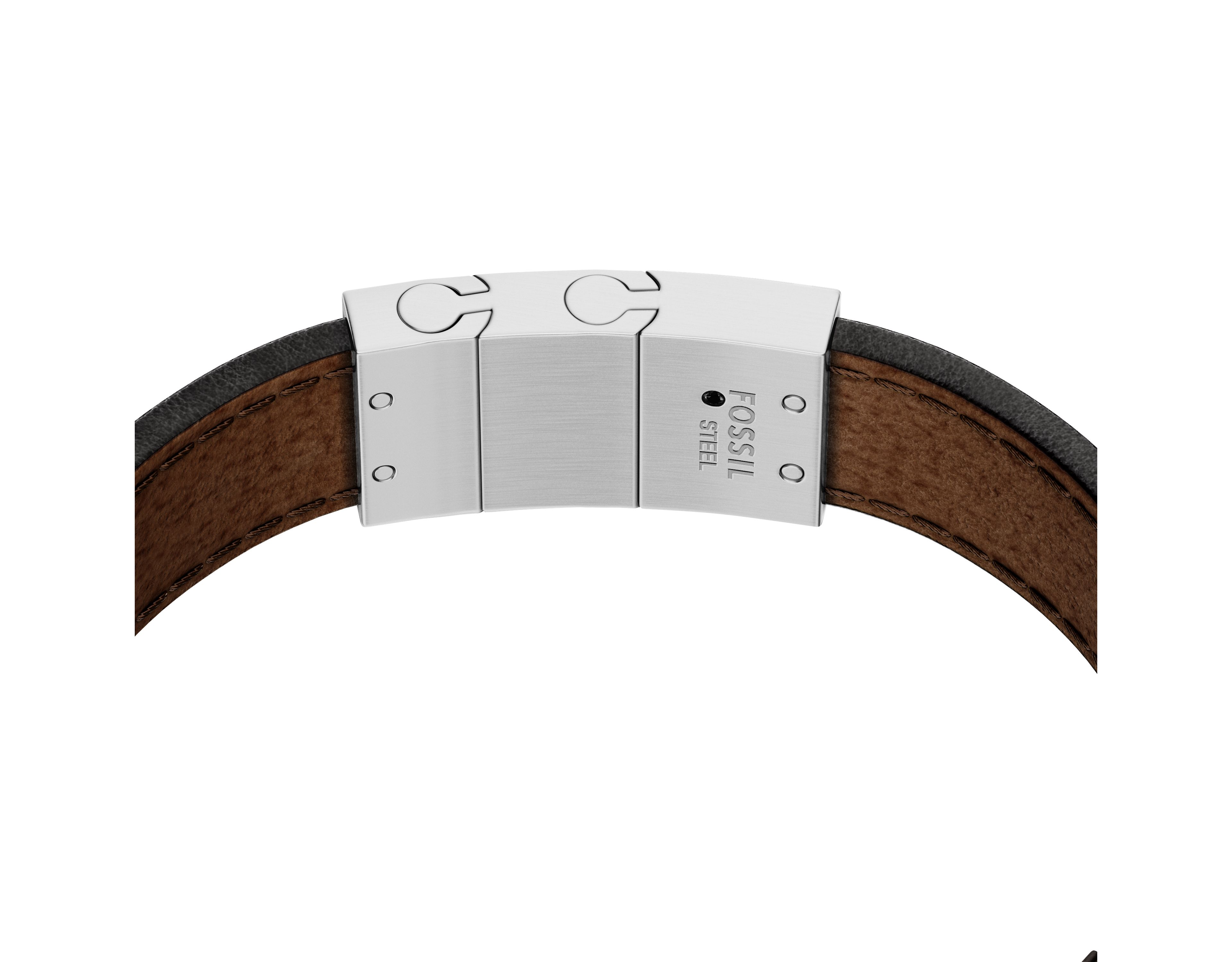 Topstitch Brown Leather ID Bracelet