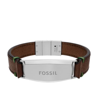 Topstitch ブラウンレザー IDブレスレット - JF04988040 - Fossil