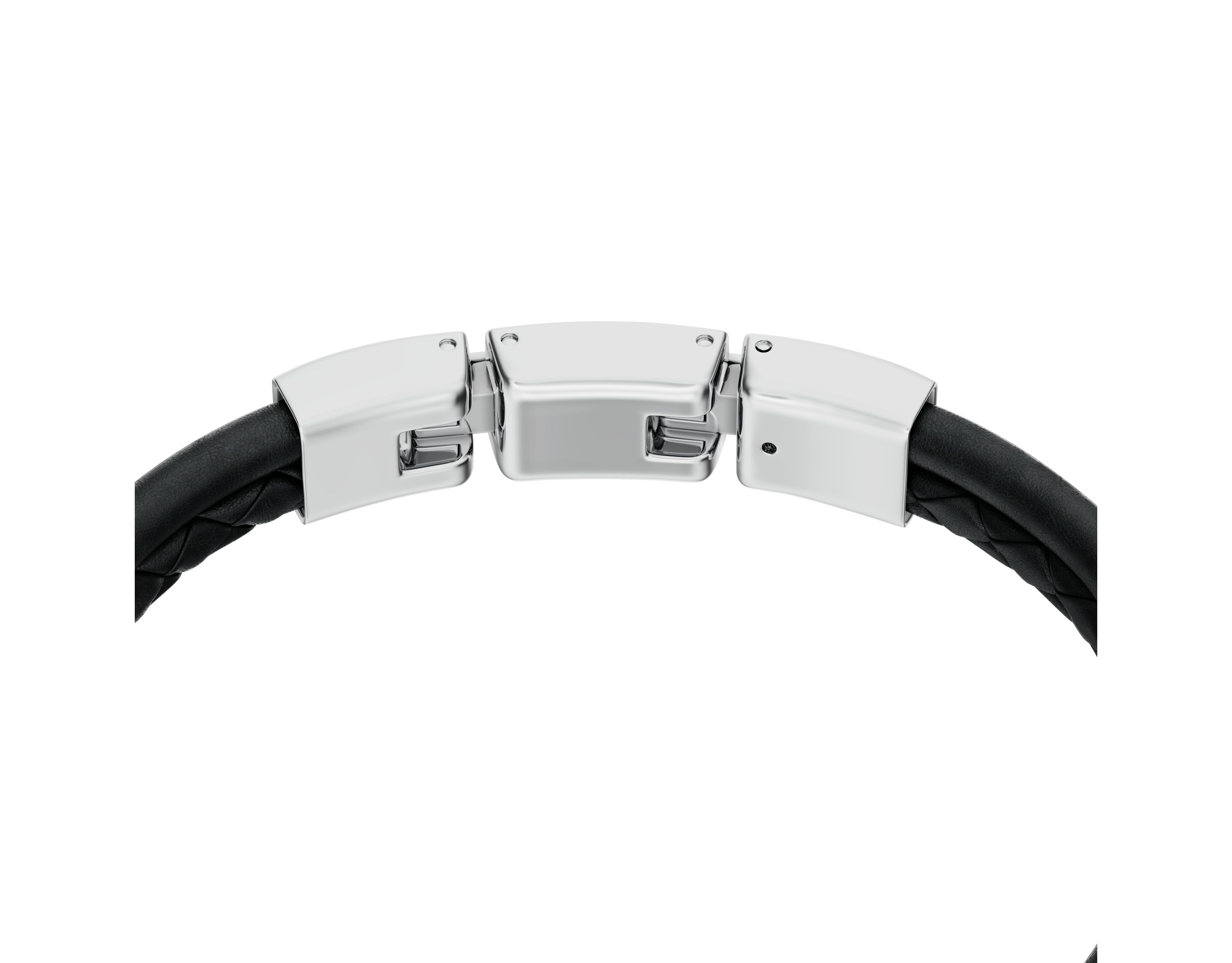 Machine Knurled Texture Black Leather Multi-Strand Bracelet