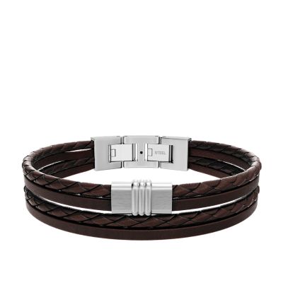 Brown Leather Multi-Strand Bracelet