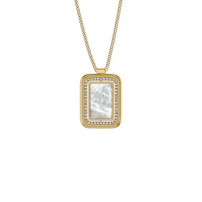Raquel Glitz White Mother-of-Pearl Spinning Pendant Necklace