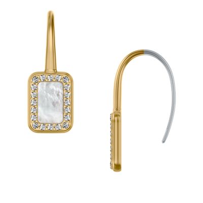 Raquel Glitz White Mother-of-Pearl Drop Earrings