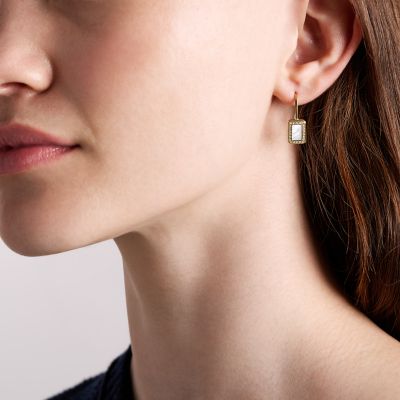 Raquel Glitz White Mother-of-Pearl Drop Earrings