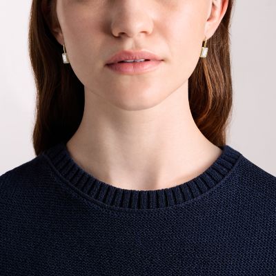 Raquel Glitz White Mother-of-Pearl Drop Earrings