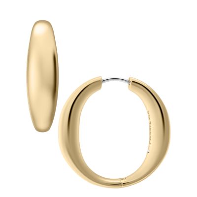 Ellis Domed Collection Gold-Tone Stainless Steel Hoop Earrings