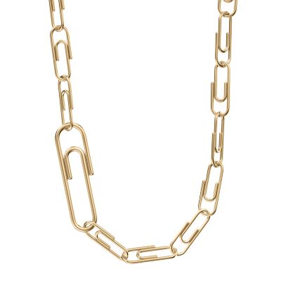 Paperclip Collection Gold-Tone Stainless Steel Chain Necklace