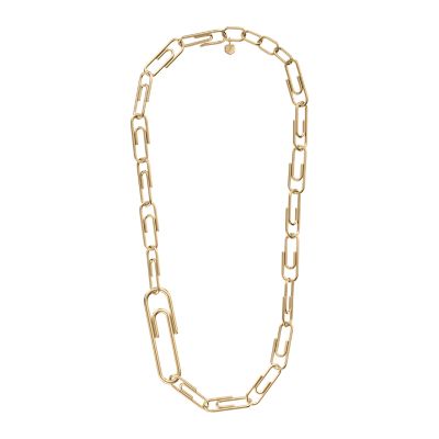 Paperclip Collection Gold-Tone Stainless Steel Chain Necklace