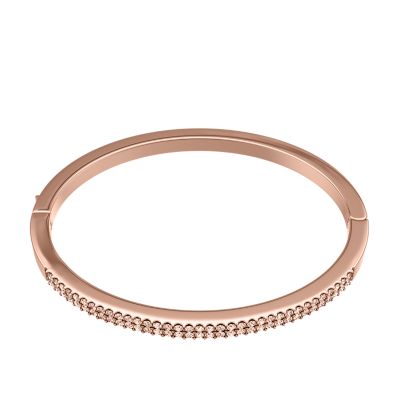 Ellis Pav&eacute; Glitz Rose Gold-Tone Stainless Steel Bangle Bracelet