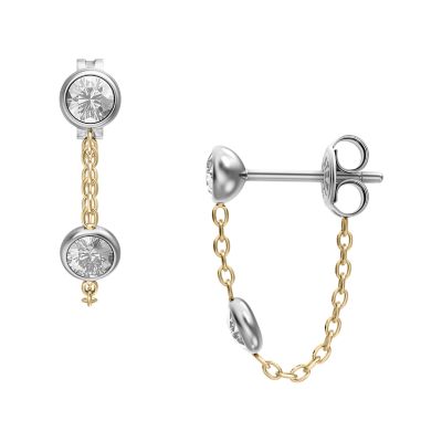 Ellis Diamond By The Yard Two-Tone Stainless Steel Front to Back Earrings