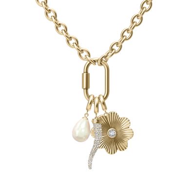 Sutton Charmed Gold-Tone Stainless Steel Pendant Necklace
