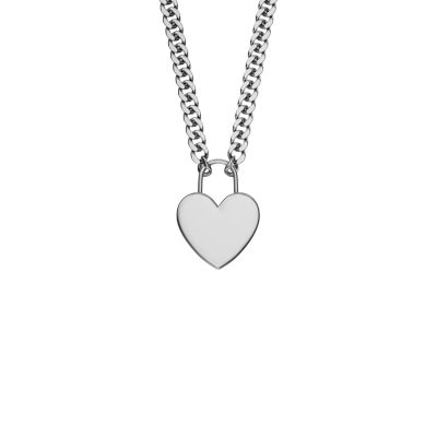 Sutton Silver-Tone Stainless Steel Heart Necklace