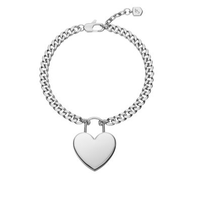 Sutton Silver-Tone Stainless Steel Heart Bracelet