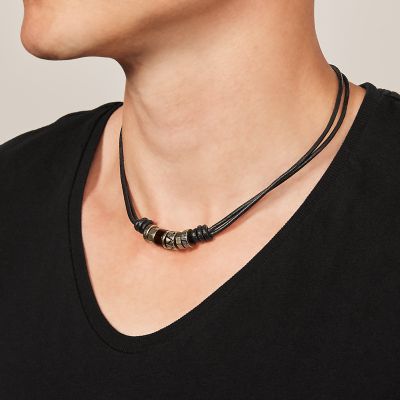 Collier en acier et PVD noir avec câble 49+4cm réglable double fermoir