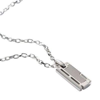 Sterling Silver Lock Chain Necklace - JFS00624040 - Fossil