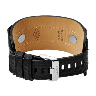 Bracelet Manchette En Cuir Noir Jf84816040 Fossil