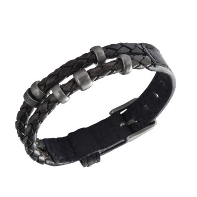 Leather Bracelet - Black - Fossil