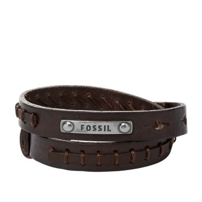 JF87354040 Double-Wrap Brown Bracelet Fossil - - Leather