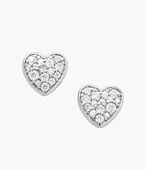 Glitz Heart Sterling Silver Stud Earrings