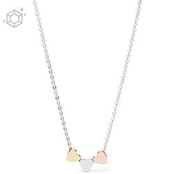 Mother’s Day Heart Tri-Tone Sterling Silver Boxed Necklace