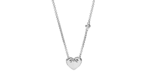 Sterling Silver Folded Heart Necklace - Fossil