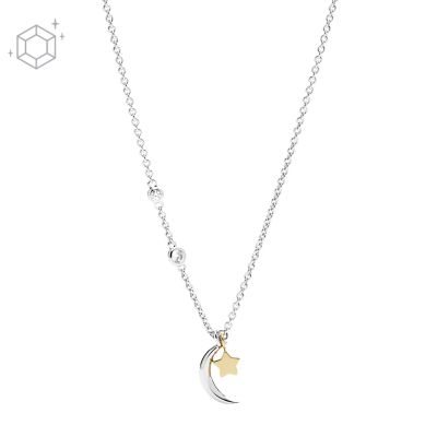 Collier étoile et croissant de lune Sterling en argent 925