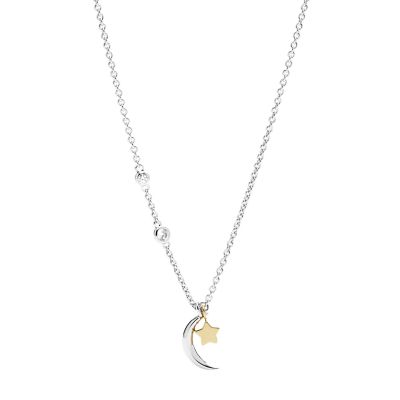 Sterling Silver Star And Crescent Moon Necklace Jewelry JFS00432998
