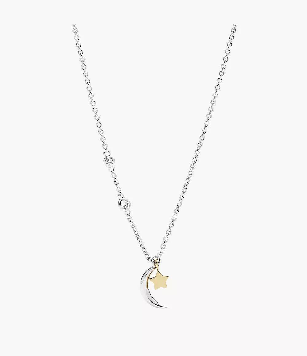 Sterling Silver Star And Crescent Moon Necklace Jewelry JFS00432998
