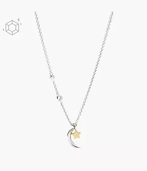 Sterling Silver Star and Crescent Moon Necklace