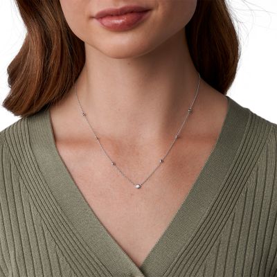 Sterling Silver Lock Chain Necklace - JFS00624040 - Fossil