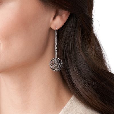 Boucles d'oreilles pendantes florales Elliott en argent 925 - JFS00460040 -  Fossil