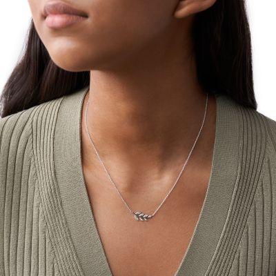 Sterling Silver Lock Chain Necklace - JFS00624040 - Fossil