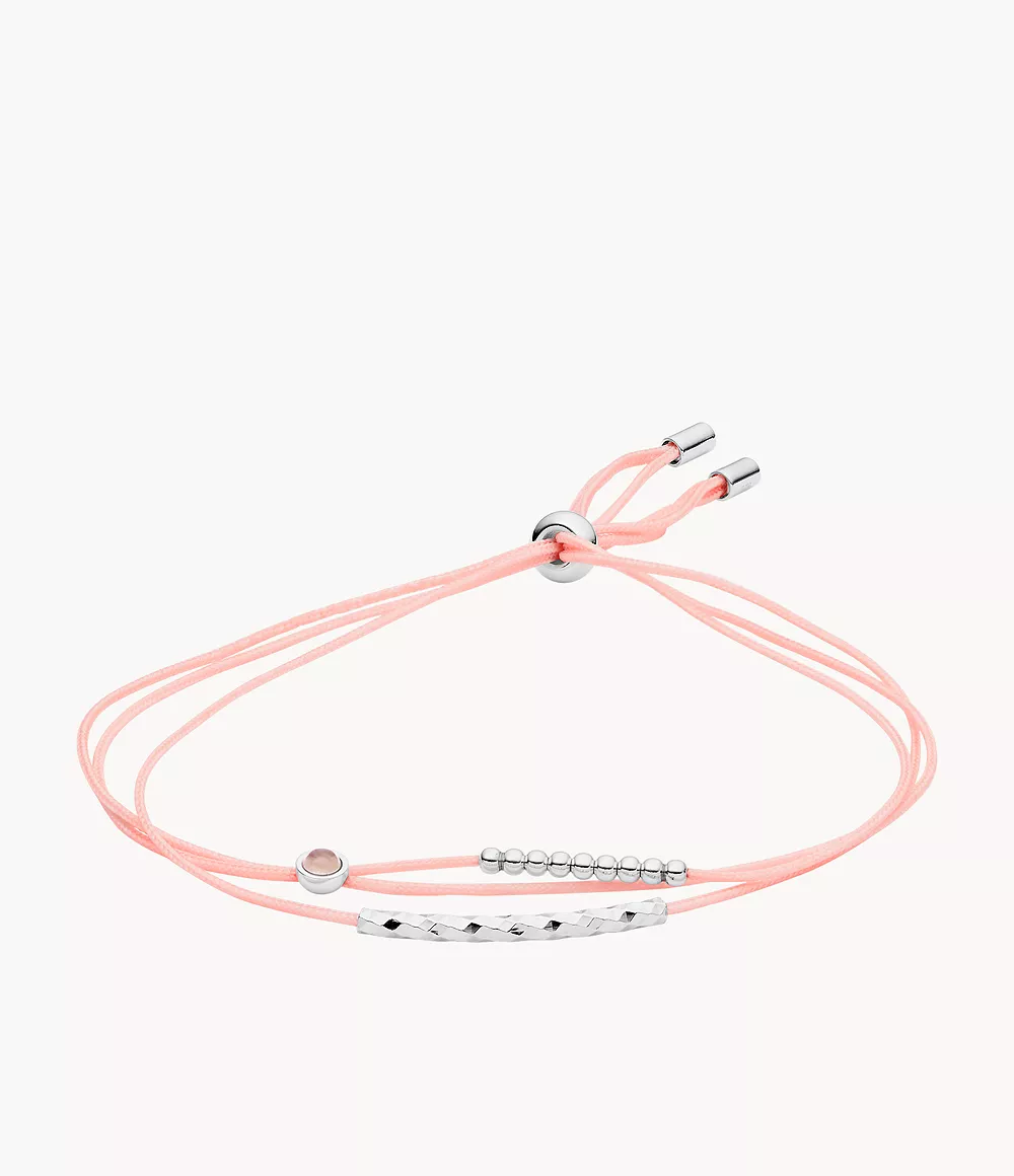 Artikel klicken und genauer betrachten! - Dieses dreireihige Armband ist aus rosafarbenem Nylon und Sterlingsilber. | im Online Shop kaufen