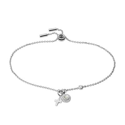 Fossil Femmes Bracelet à chaîne Little Charms en argent 925 et nacre -Argenté