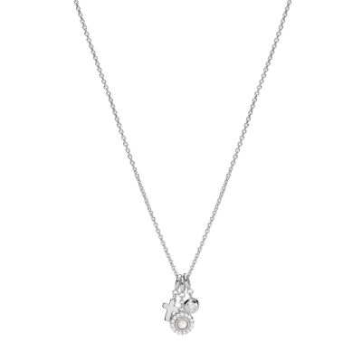 Fossil Femmes Collier à différents composants Little Charms en argent 925 et nacre -Argenté