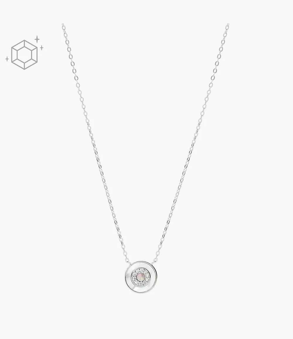 Fossil Women Evil Eye Mother-of-pearl Station Necklace