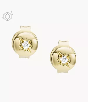 Elliott Point Of Light Gold Plated Sterling Silver Clear Synthetic Diamond Stud Earring