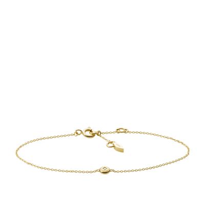 

Fossil Femmes Bracelet à chaîne Elliott Point Of Light en argent 925 plaqué or 18 carats avec diamant synthétique transparent