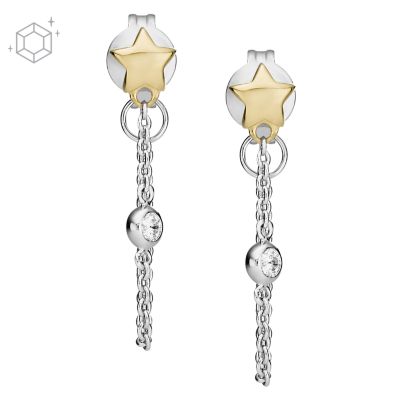 Elliott Diamonds By The Yard Stars Two-Tone Sterling Silver Front to Back  Earring - JFS00559998 - Fossil