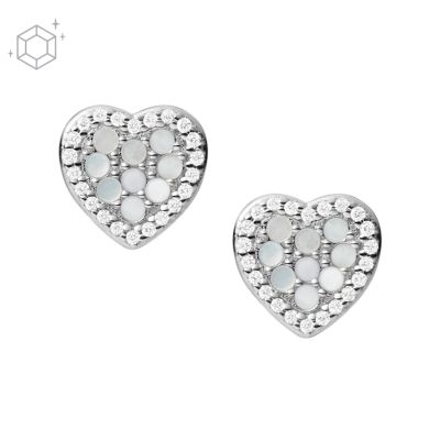 Vintage Pearl Heart Planet Stud Earrings – Creme Cloud